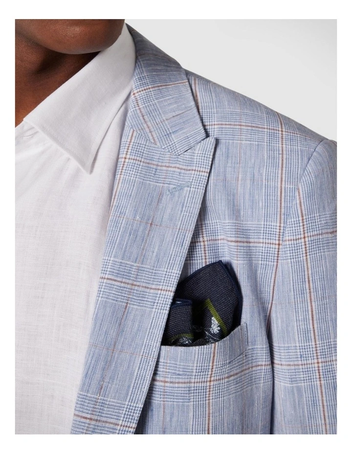 Slim Fit Check Tailored Blazer in Blue Check image 4