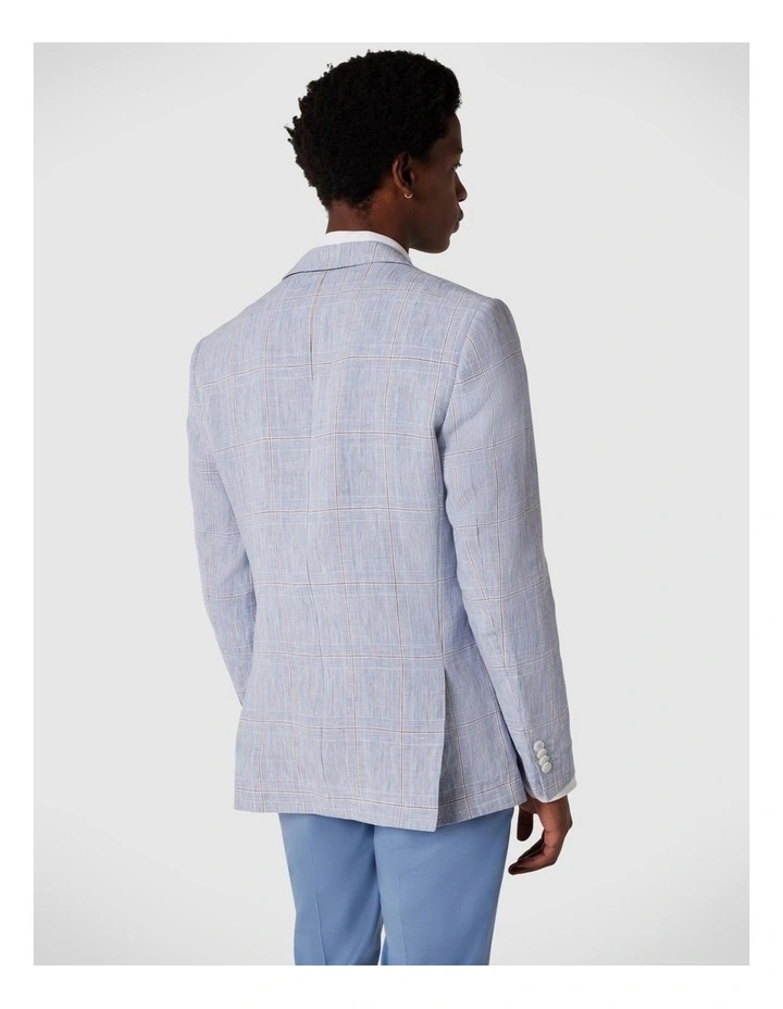 Slim Fit Check Tailored Blazer in Blue Check image 5