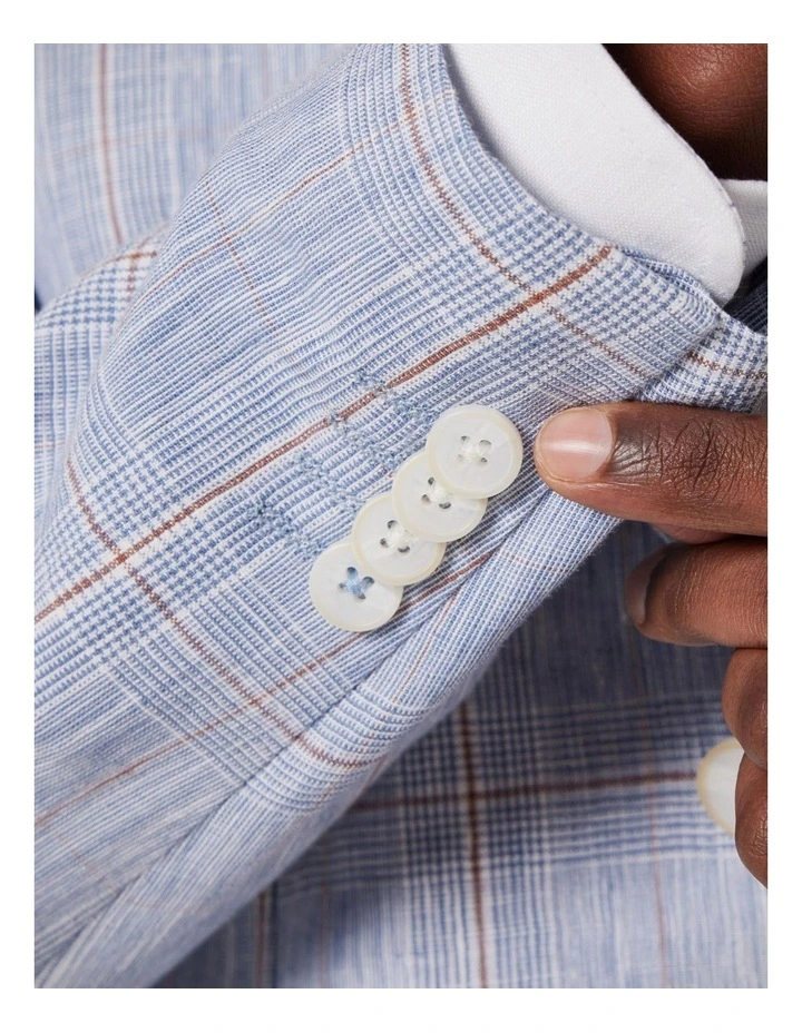 Slim Fit Check Tailored Blazer in Blue Check image 6