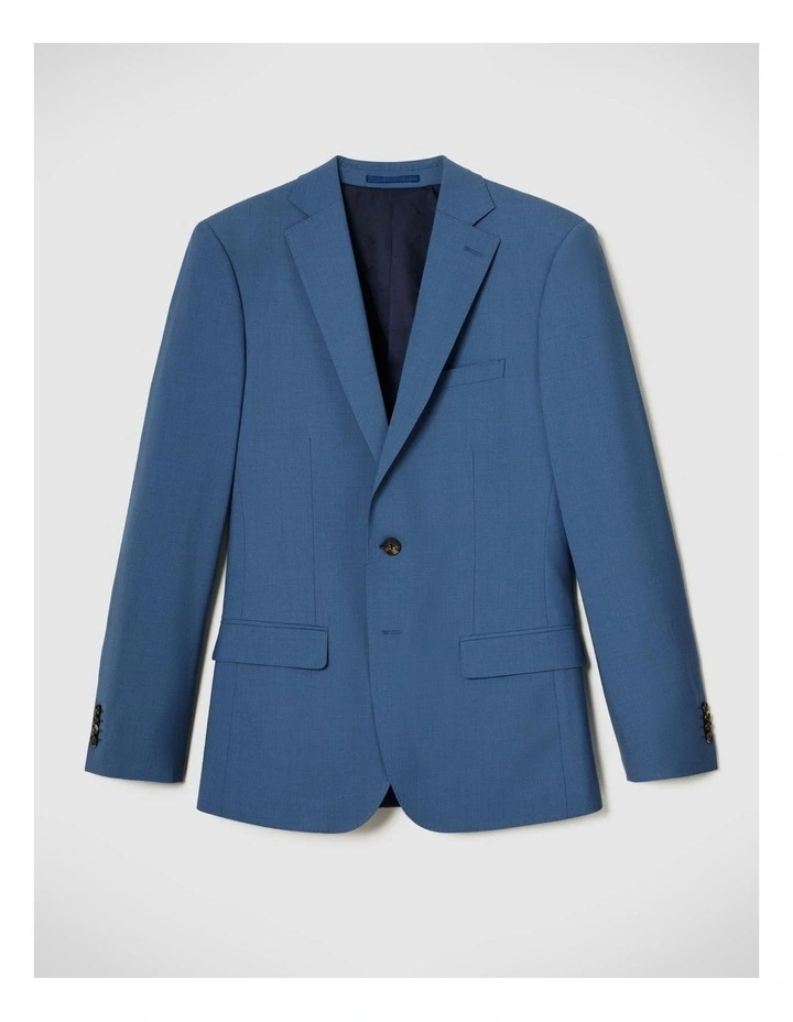 Slim Stretch Wool Blend Tailored Jacket in Steel Blue image 2