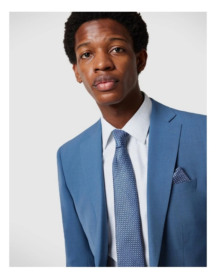 Slim Stretch Wool Blend Tailored Jacket in Steel Blue image 4