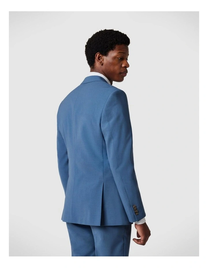 Slim Stretch Wool Blend Tailored Jacket in Steel Blue image 5