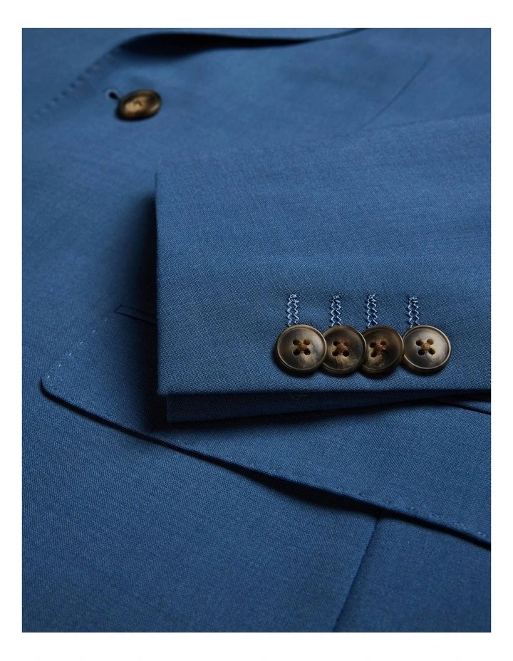 Slim Stretch Wool Blend Tailored Jacket in Steel Blue image 6
