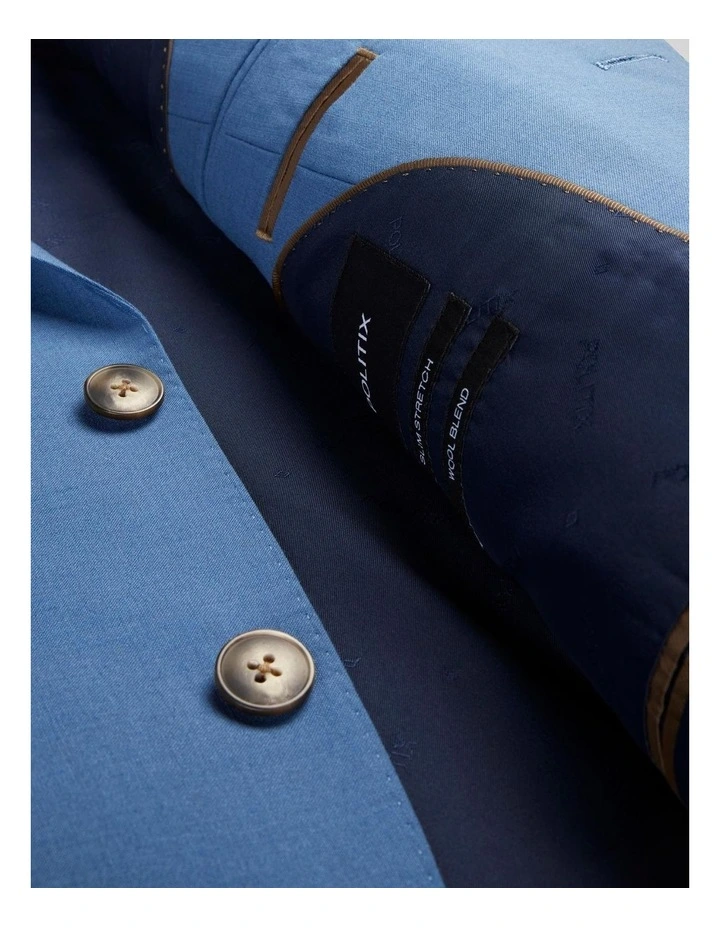 Slim Stretch Wool Blend Tailored Jacket in Steel Blue image 7