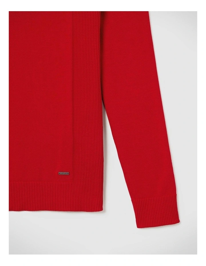 Roll Neck Knit With Rib Detail in Red image 6