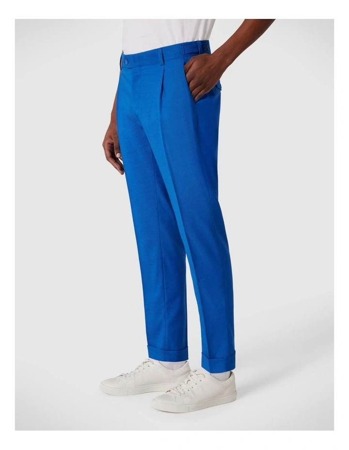 Pleated Slim Stretch Tailored Pant in Cobalt image 1