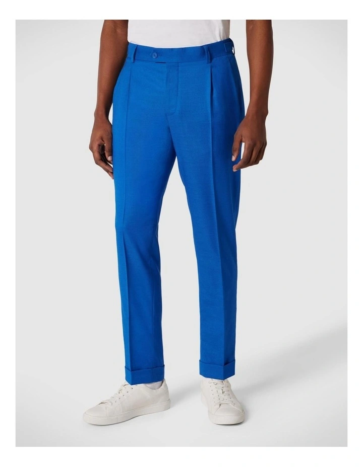 Pleated Slim Stretch Tailored Pant in Cobalt image 3