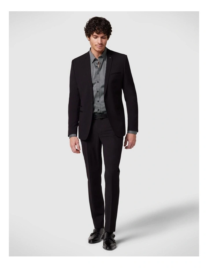 Slim Fit Long Sleeve Geo Print Dress Shirt in White/black image 3