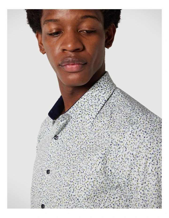 Regular Long Sleeve Floral Print Shirt in Khaki image 6