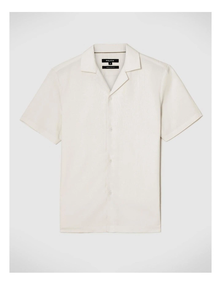 Regular Short Sleeve Plain Shirt in Natural image 4