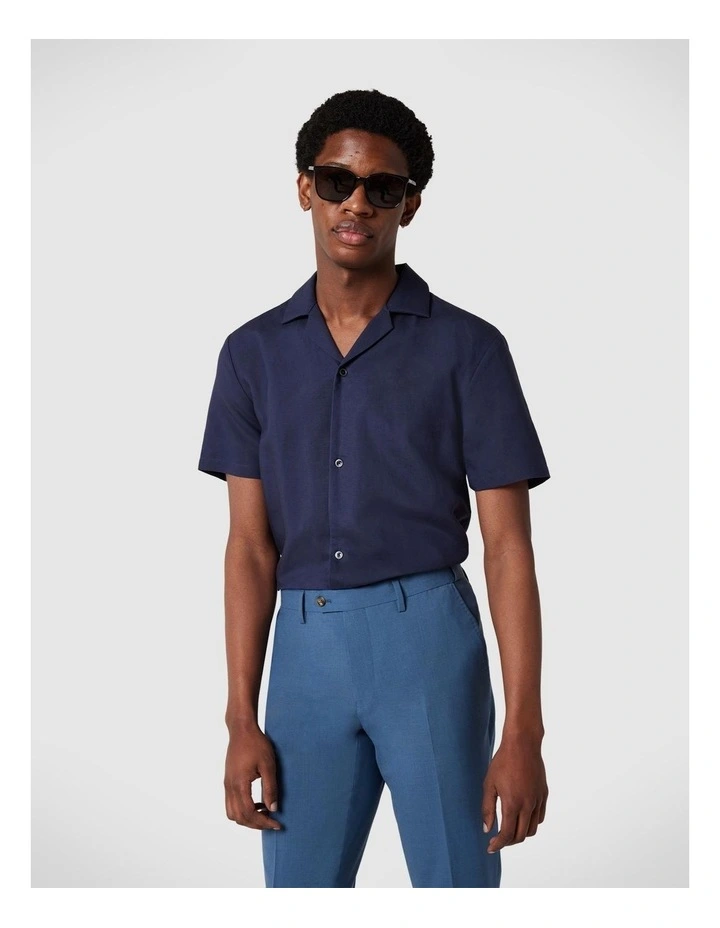 Regular Short Sleeve Plain Shirt in Navy image 1