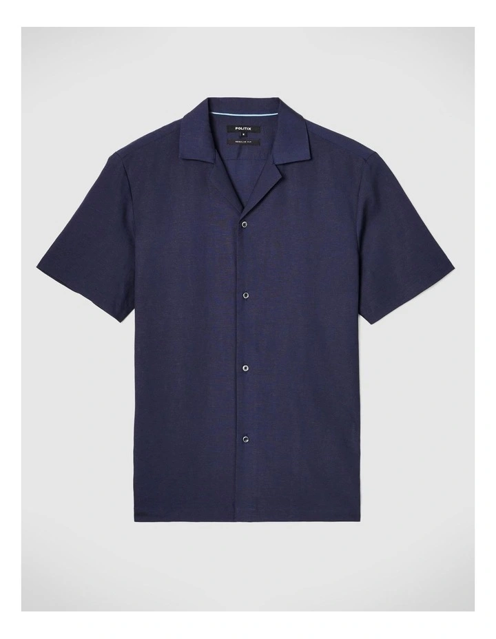 Regular Short Sleeve Plain Shirt in Navy image 5