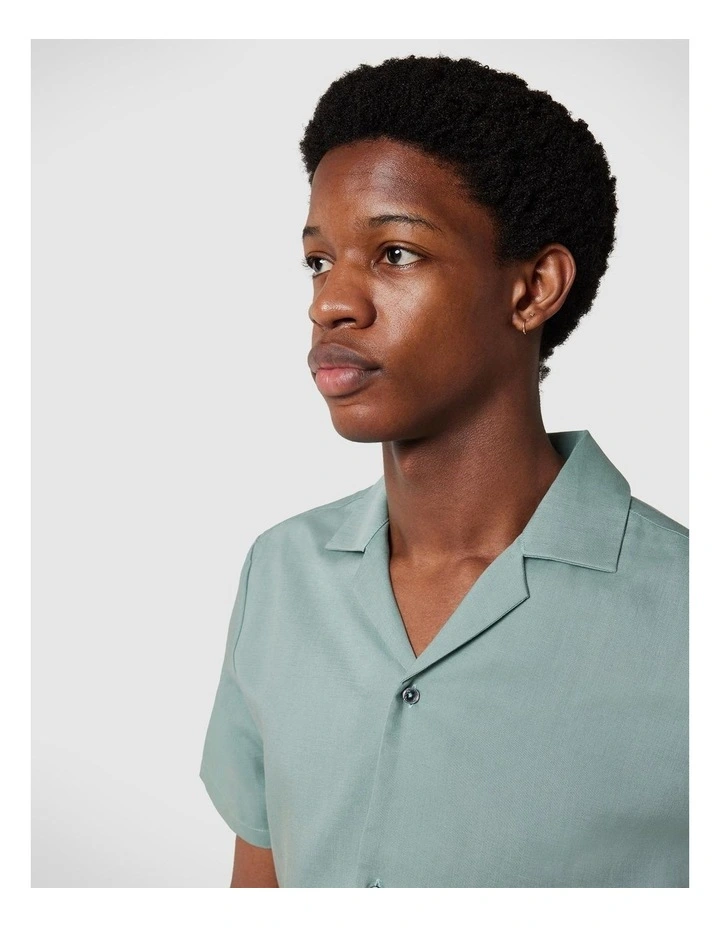 Regular Short Sleeve Plain Shirt in Sage image 2