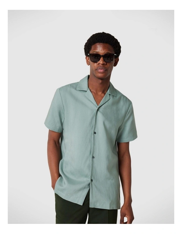 Regular Short Sleeve Plain Shirt in Sage image 3