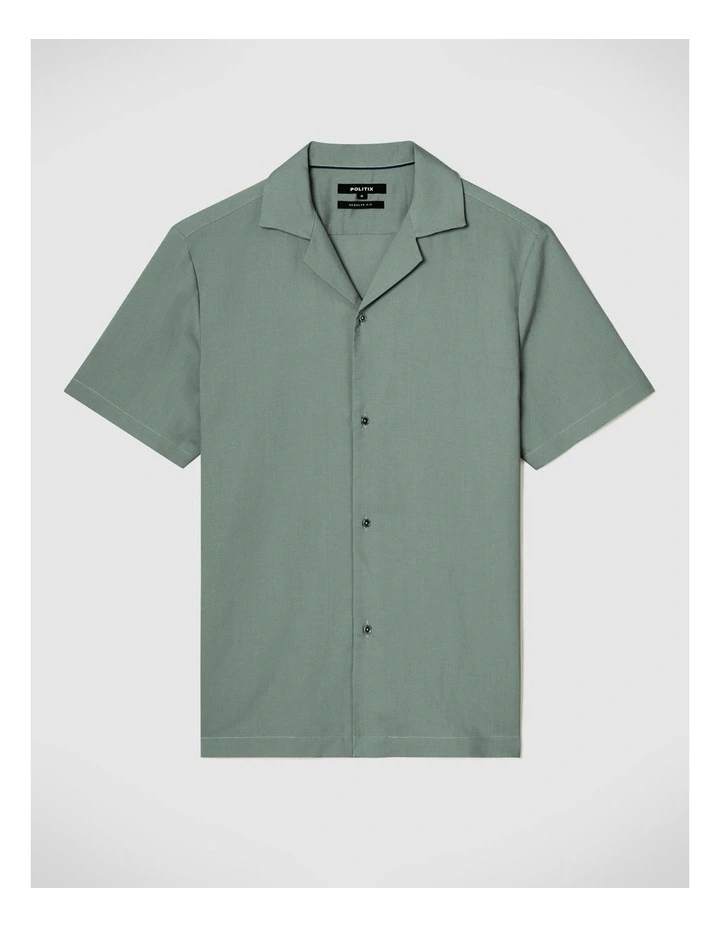 Regular Short Sleeve Plain Shirt in Sage image 4