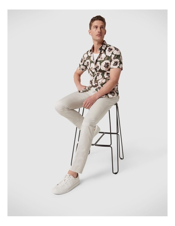 Regular Fit Short Sleeve Floral Shirt in Khaki/Tan Khaki Mult