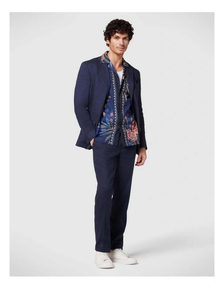 Floral Border Printed Shirt in Navy image 5