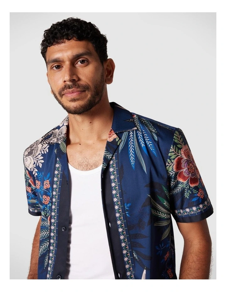 Floral Border Printed Shirt in Navy image 6