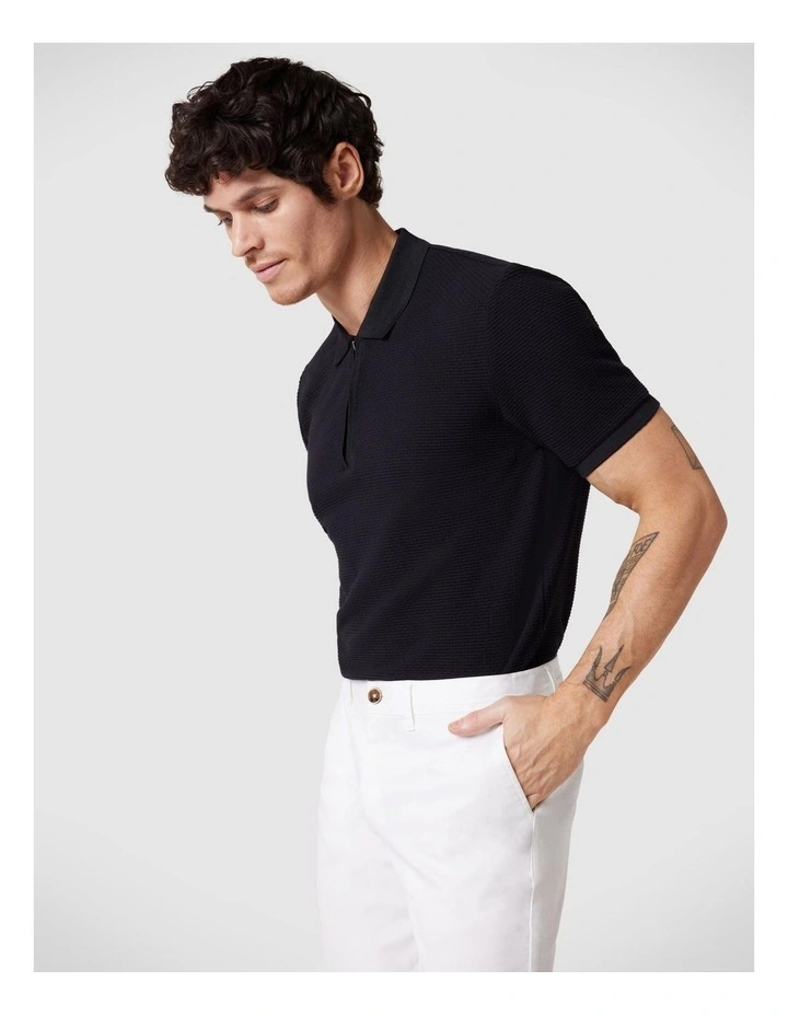Jacquard Texture Polo in Black image 2