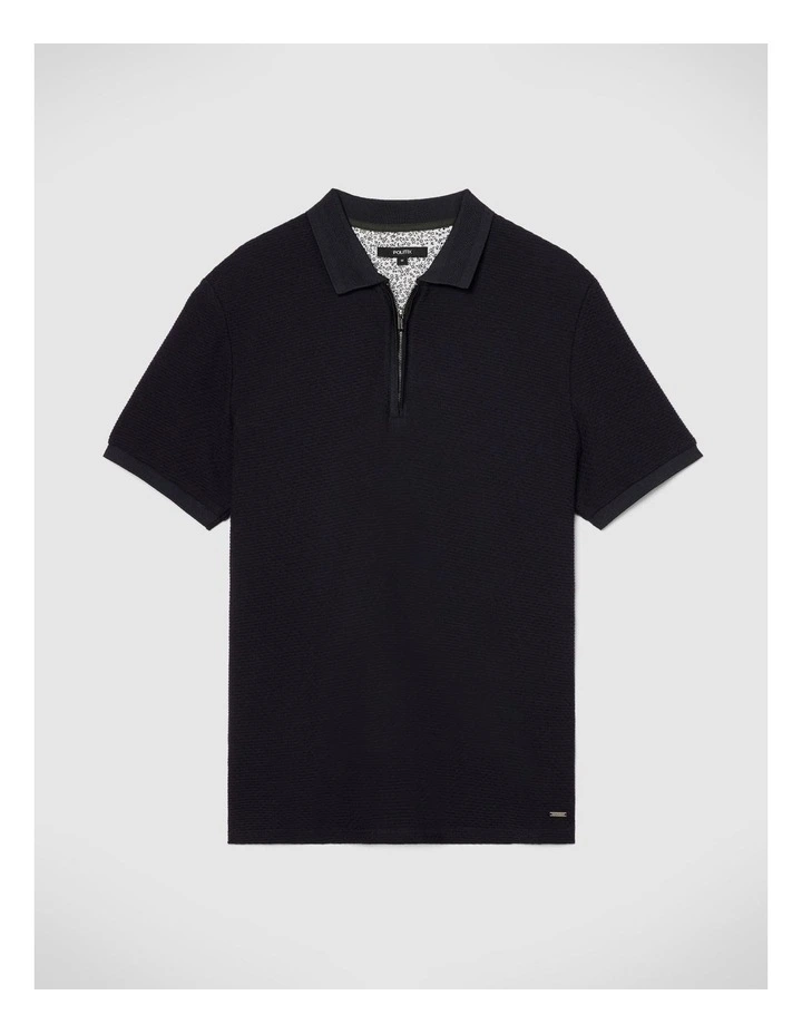 Jacquard Texture Polo in Black image 4