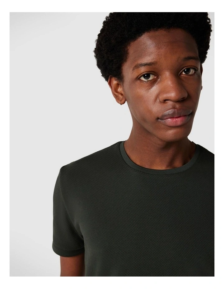 Jacquard Textured Tee in Khaki image 3
