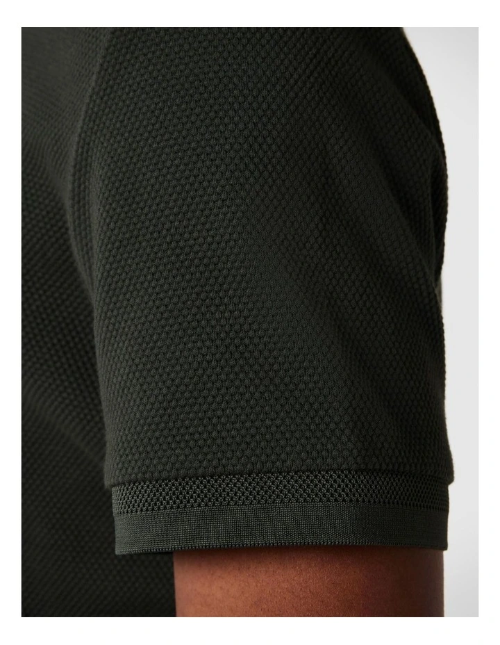 Jacquard Textured Tee in Khaki image 5