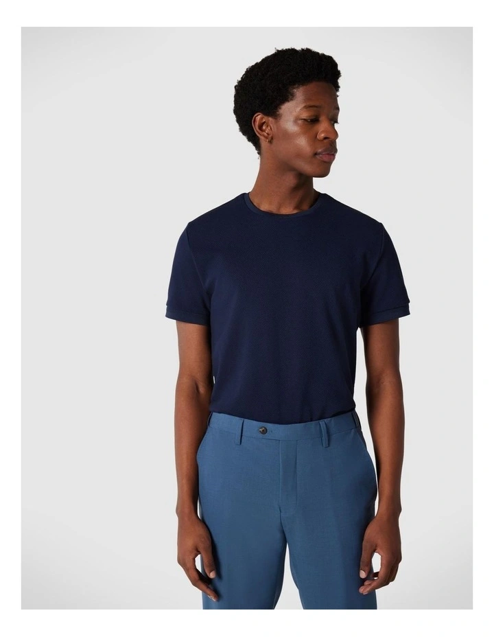 Jacquard Textured Tee in Navy image 1
