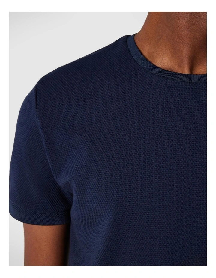 Jacquard Textured Tee in Navy image 5