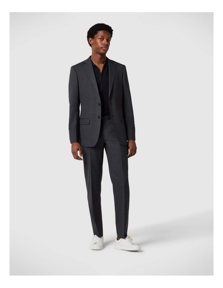 Regular Stretch Wool Blend Tailored Jacket in Dark Grey image 1