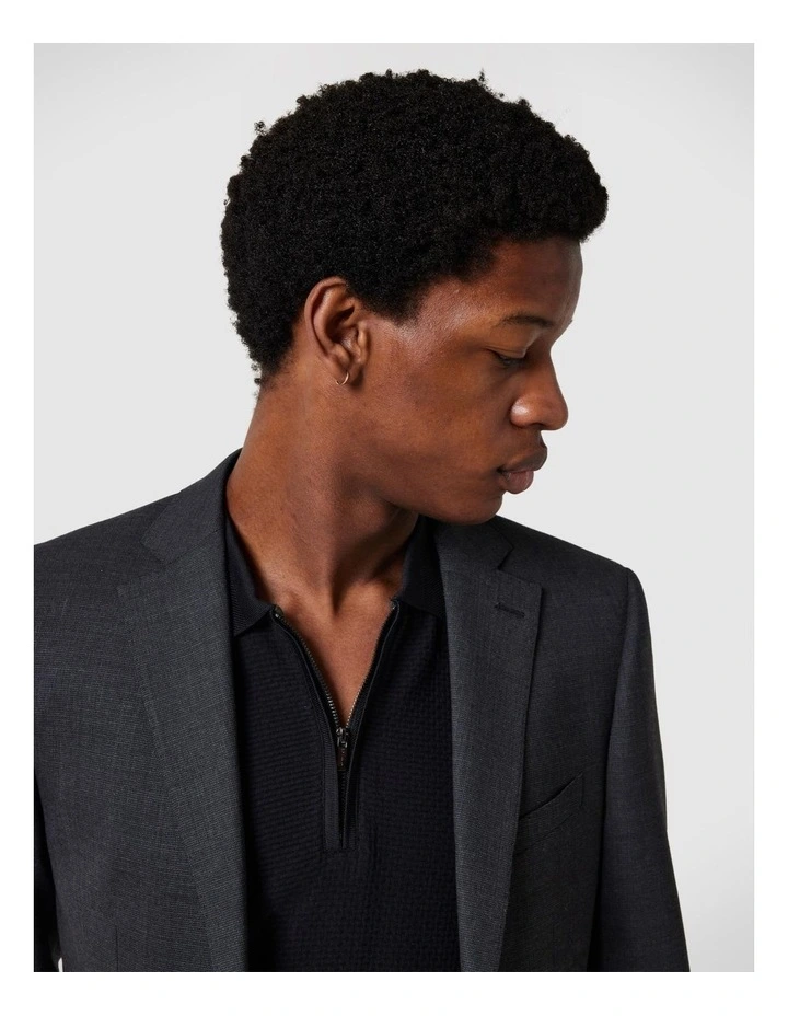 Regular Stretch Wool Blend Tailored Jacket in Dark Grey image 3
