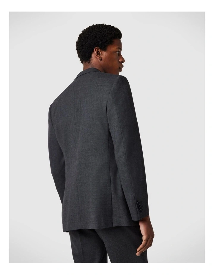 Regular Stretch Wool Blend Tailored Jacket in Dark Grey image 4