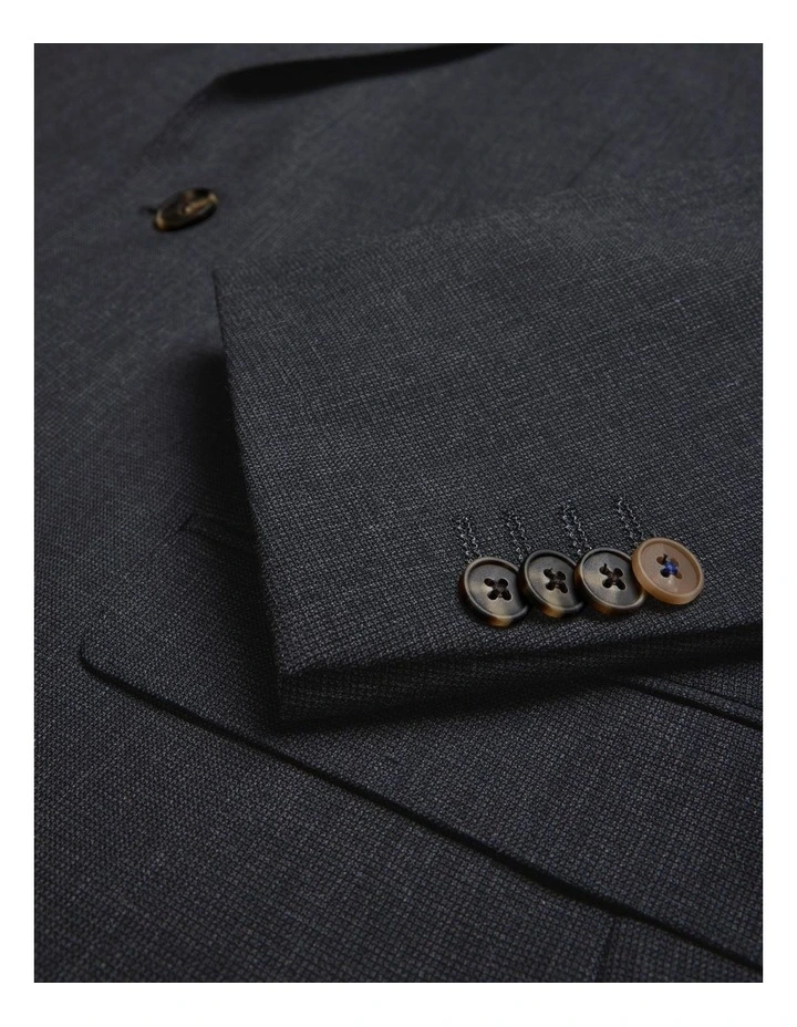 Regular Stretch Wool Blend Tailored Jacket in Dark Grey image 5