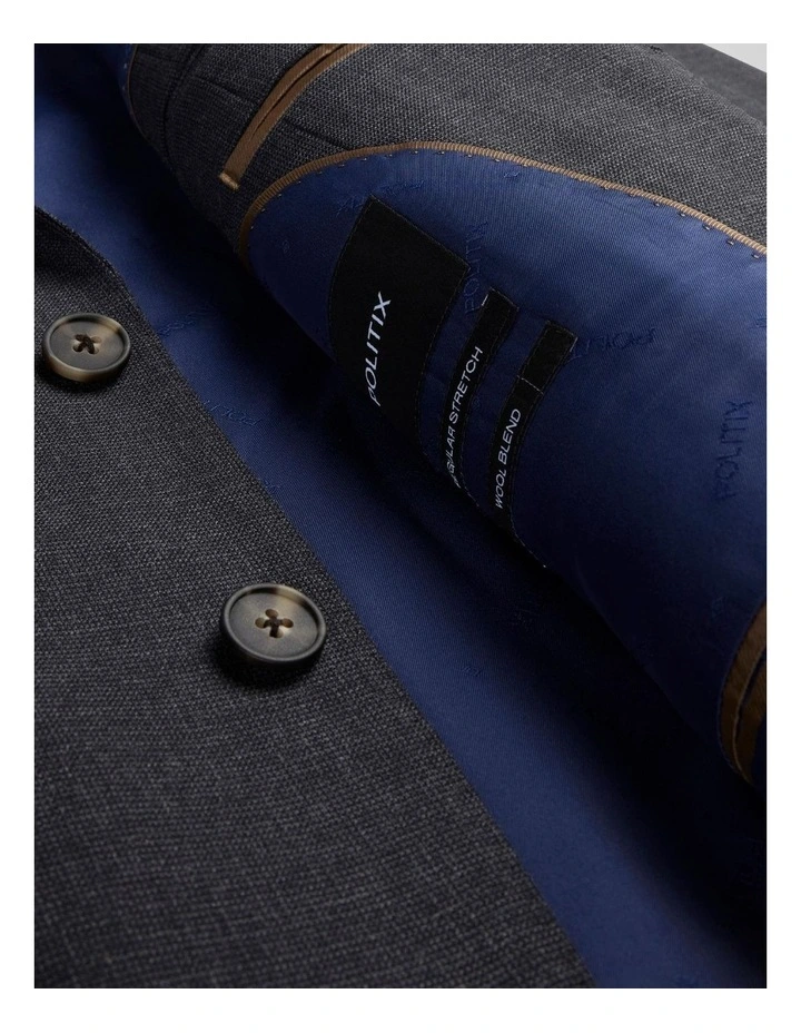 Regular Stretch Wool Blend Tailored Jacket in Dark Grey image 6