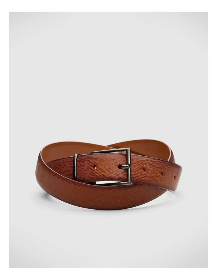 Reversible Leather Dress Belt With Pin Buckle in Tan/Light Tan image 1