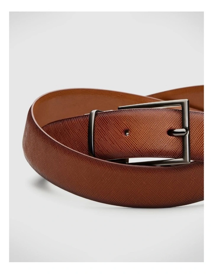 Reversible Leather Dress Belt With Pin Buckle in Tan/Light Tan image 2