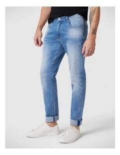Slim Stretch 5 Pocket Denim Jeans in Light Indigo
