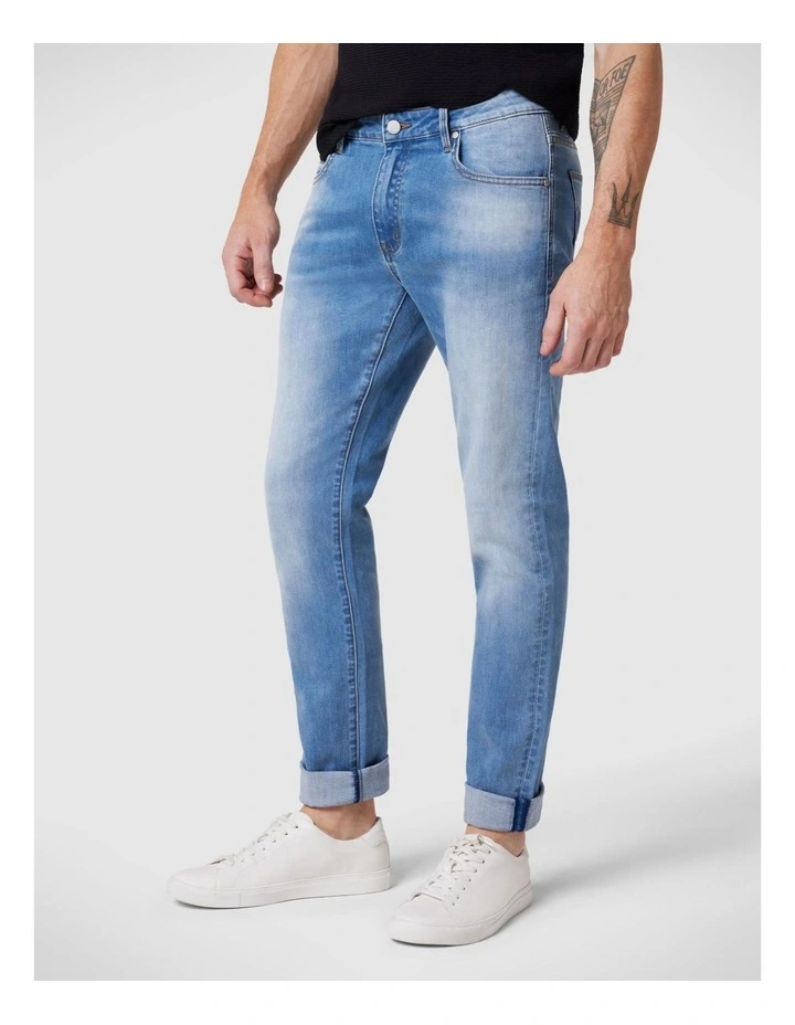 Slim Stretch 5 Pocket Denim Jeans in Light Indigo image 1