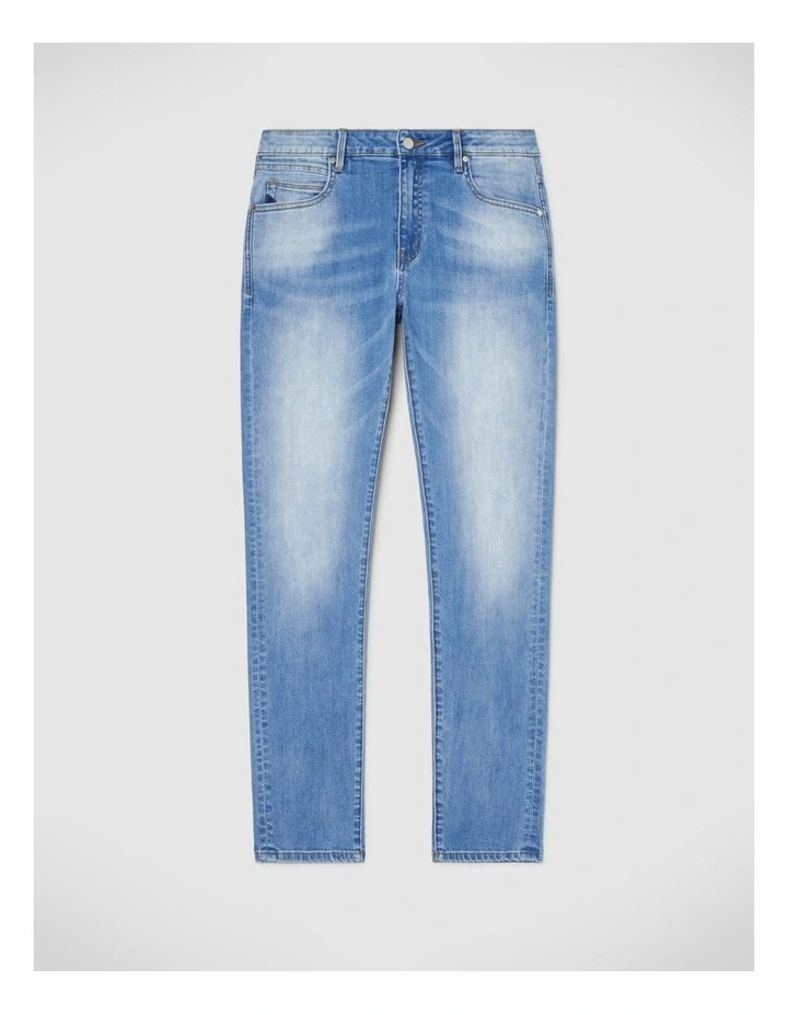 Slim Stretch 5 Pocket Denim Jeans in Light Indigo image 2