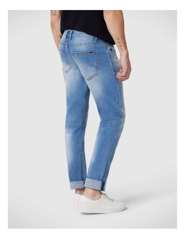 Slim Stretch 5 Pocket Denim Jeans in Light Indigo image 3