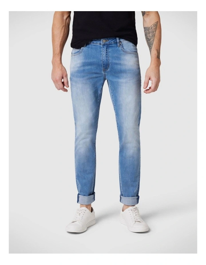 Slim Stretch 5 Pocket Denim Jeans in Light Indigo image 5