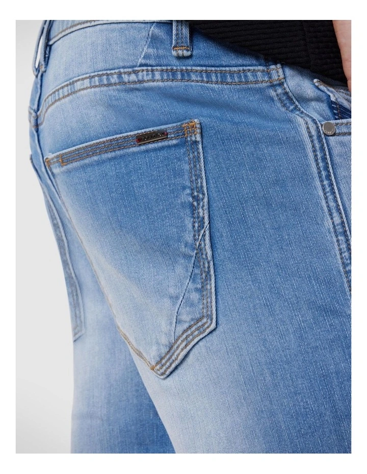 Slim Stretch 5 Pocket Denim Jeans in Light Indigo image 6
