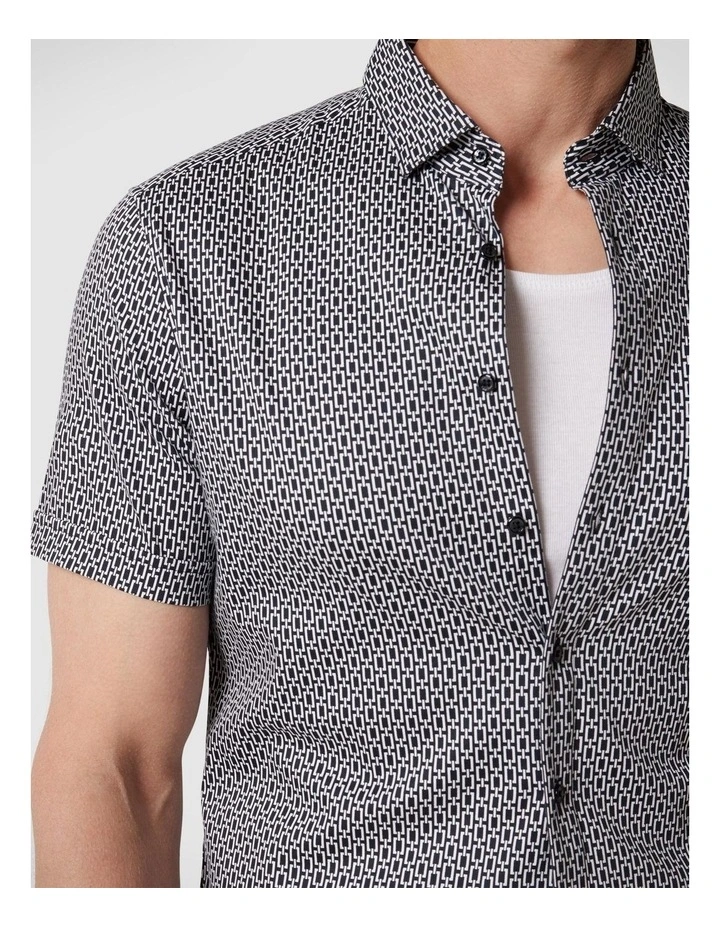 Regular Fit Printed Geo Shirt in Black/White image 5