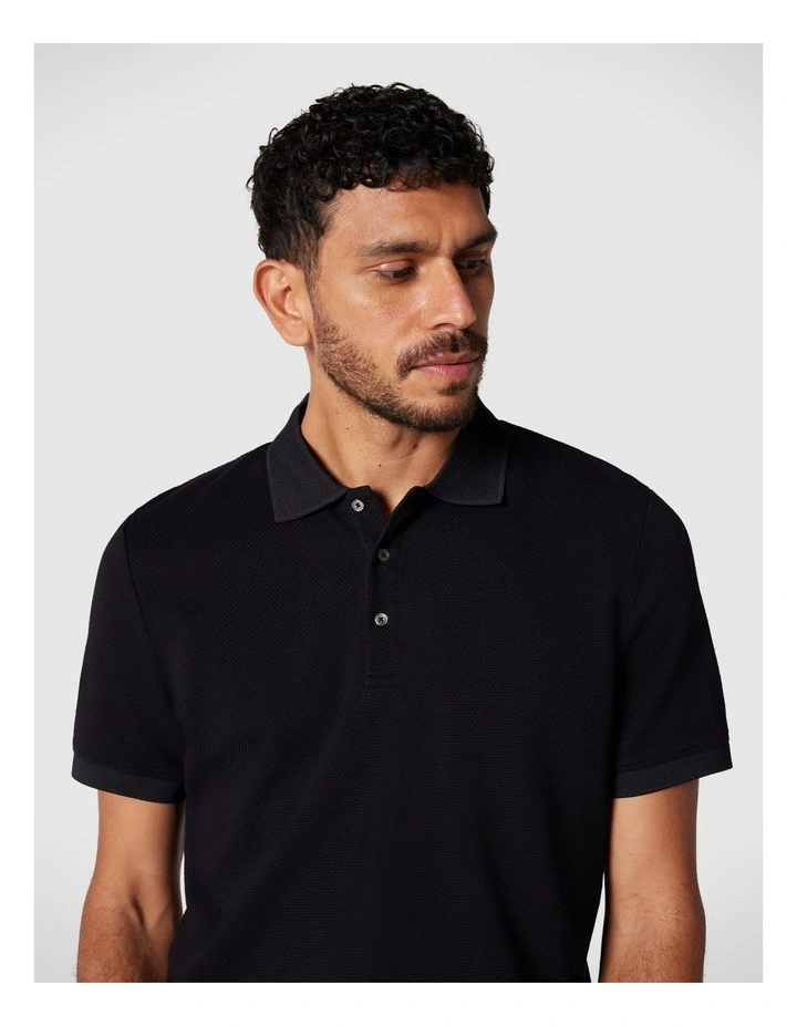 Jacquard Texture Polo Shirt in Black image 1