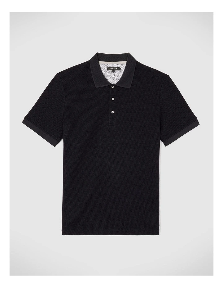 Jacquard Texture Polo Shirt in Black image 2