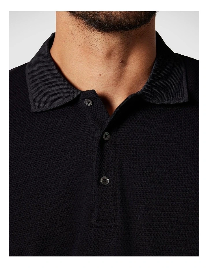 Jacquard Texture Polo Shirt in Black image 5
