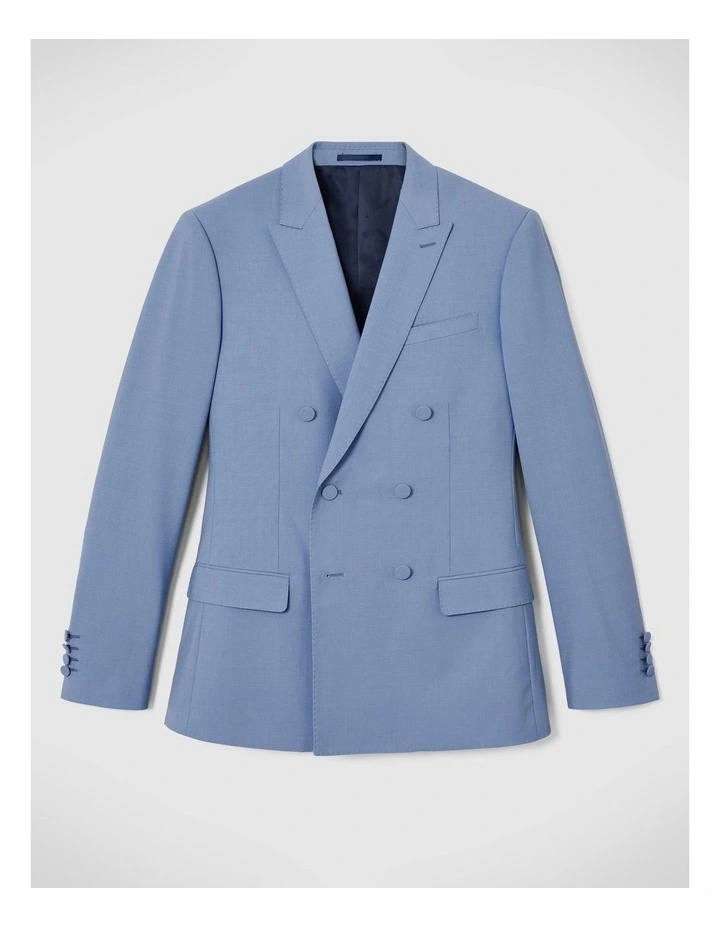 Slim Stretch Double Breasted Tailored Jacket in Slate Blue image 2