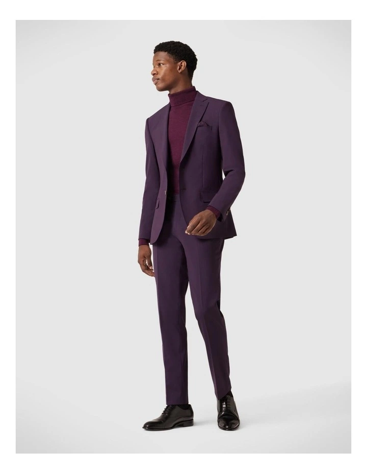 Slim Stretch Wool Blend Tailored Jacket in Grape image 3