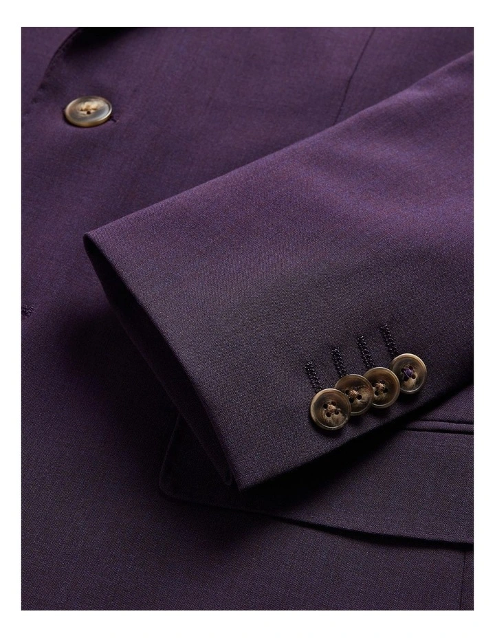 Slim Stretch Wool Blend Tailored Jacket in Grape image 6