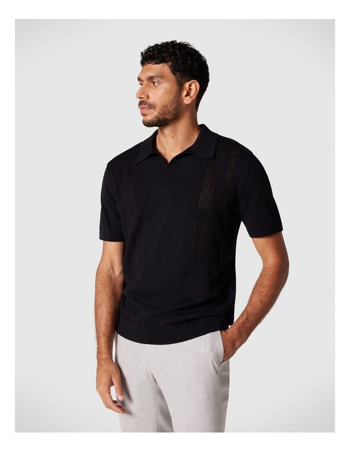 Trophy Neck Polo Shirt in Black image 1