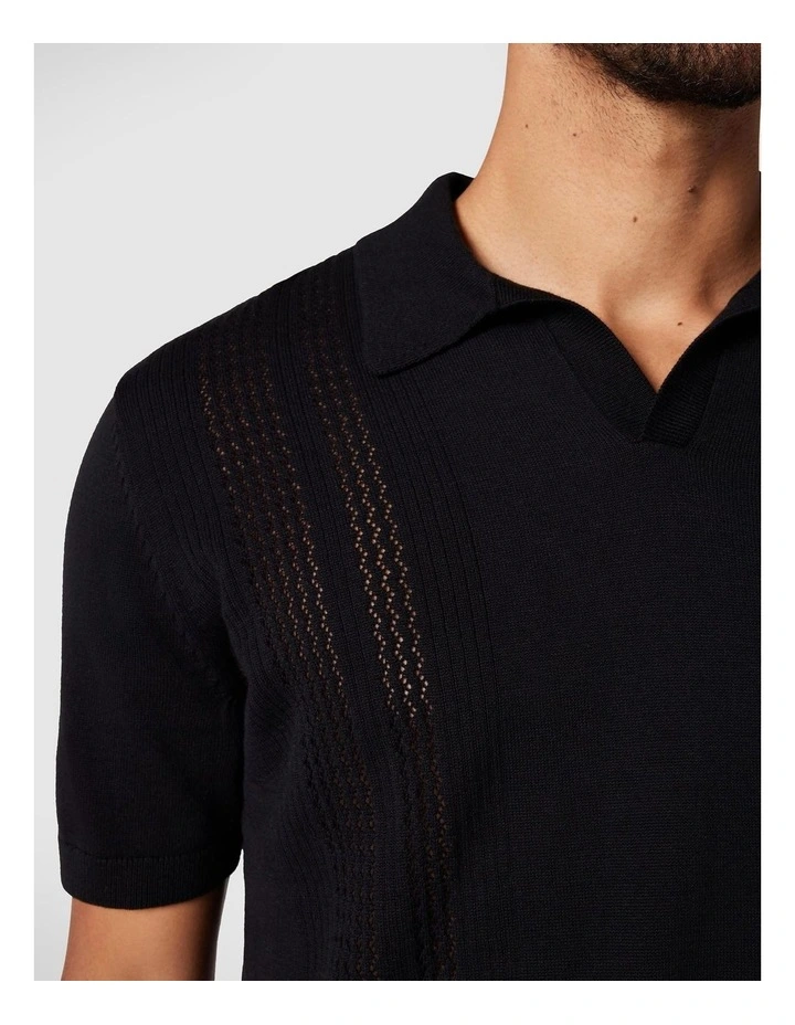 Trophy Neck Polo Shirt in Black image 5